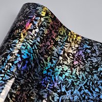High quality PET Gloss Holographic Gold Silver Rainbow Forged Carbon Laser Vinyl Wrap Roll Adhesive Decal Car Wrapping Foil