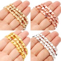 5x6mm Love Heart Shape Hematite Bead Natural Stone Plated Gold Silver Black Loose Beads For Jewelry Making Diy Charms Bracelets
