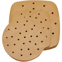 50/100Pcs Disposable Air Fryer Paper Liners Steamer Liners Square Wood Pulp Papers Non-Stick Steaming Basket Mat Baking Utensils