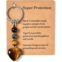 Love natural stone bead keychain pendant, simple and colorful love stone keychain, give to yourself, friends, lucky gifts