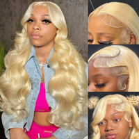Perruque Lace Frontale 13x6 en Cheveux Humains, Ondulée, Blonde, Densité 220, Ligne de Cheveux Naturelle avec Baby Hair, pour Femmes