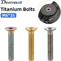 Deemount Bicycle Headset Bolts Titanium M6*35mm CNC Countersunk Head Full Thread MTB BMX Bikes Stem Top Cap Ti Retaining Screw