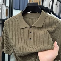 Old Money Style Retro Light Luxury Style Lapel Short Sleeved Men's Summer Half Sleeved Knitted Polo Shirt Business Casual Top