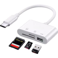 6 in 1 USB C Card Reader OTG Adapter - for SD TF Card, USB Flash Drive, Compatible with Android Phone, Windows PC, MacBook, iPad