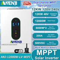 12KW 6.5KW 3.6KW 48V 120VAC Hybrid Solar Inverter On/Off-Grid MPPT 80A 150A 220A Pure Sine Wave Split Phase Inverter With WiFi