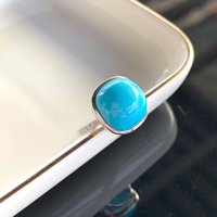 Classic glossy Turquoise Bread Square rings for women Simple vintage Blue Ring Suitable for Daily Wear Light Luxury Jewelry