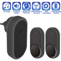 Smart Welcome Doorbell Wireless Door Bell Chime Guests Button 32 Songs Home Alarm Reminder Receiver Black Fashion