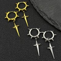 Punk Spike Rivet Hoop Earrings For Women Men Ear Studs Stainless Steel Gothic Hip Hop European and American Earring Jewelry Gift