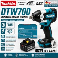 Original Makita DTW700 Akku-Schlagschrauber 18V 700Nm Elektrischer Schrauber Professionelles Elektrowerkzeug Variable Geschwindigkeit Auto-Stopp 1/2 Zoll Vierkantantrieb Kompatibel mit Makita LXT