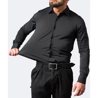 55–105 kg langärmliges elastisches Herrenhemd, bügelfreies Business-Kleid, professionelle Arbeitskleidung, Hemd mit Stehkragen