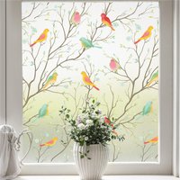 Frosted Privacy Static Cling Window Film, UV Blocking Decorative Stained Glass Sticker for Front Door Bathroom