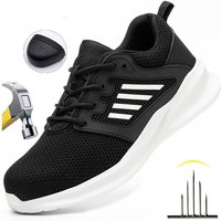 Safety Sneaker for Men Steel Toe Safety Shoes Sports Work Anti-Smashing Industrial Safety Tennis Shoes Outdoor Black Work Boots