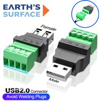 USB2.0 Connector Avoid Welding Plugs USB Type A Adapter Jack USB Type A 4Pin Male Female Plug 4Pin Screw Terminal Plug Connector