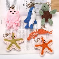 Cute Marine Life Charm Bag Pendant Kawaii Cartoon Mini Hand Knitted Keyring Handbag Pendant Couple Keychain DIY Bag Accessories