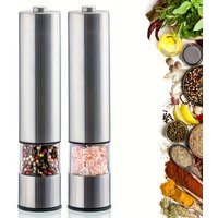 Electric Salt Pepper Grinder Set One Handed Operation Stainless Steel Spice Mill With Light Automatic Pepper Grinde for Kitchen