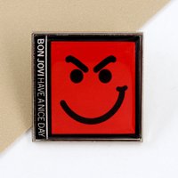 1PC Bon Jovi "Have A Nice Day" Angry Smiley Face Enamel Pin, Rock N Roll Funny Brooch, Band Fan Jewelry Gift