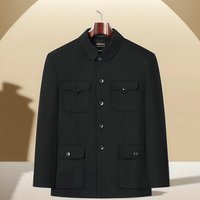 Men‘s Mao Suits Jacket Chinese Tunic Suit Black Mandarin Wing Collar Blazer Sun Yat Sen Suit Zhongshan Coat Man Classical Blazer