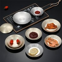 304 Thickened Korean Round Side Dish Stainless Steel Saucer Hot Pot Saucer Restaurant Round Dish Fruit Plate Tableware Supplies