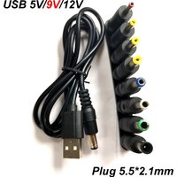 5.5*2.1mm WiFi to Powerbank Cable Connector DC 5V to 9V 12V USB Cable Boost Converter Step-up Cord for Wifi Router Modem Fan 8 P