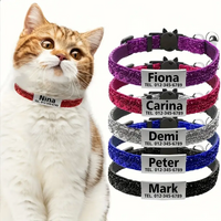 Glitter Cat Safety Buckle Collar Adjustable Custom Personalized ID Free Engraving Nylon Puppy Kittens Necklace