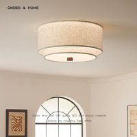 American Style Retro Fabric Ceiling Light Living Room Dining Room Bedroom Corridor Ceiling Light Decoration Home LED Lighting