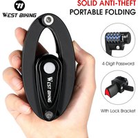 WEST BIKING Bicycle Foldable Combination Lock MTB Road Bike Safety Anti-Theft Cycling Accessories Scooter E-Bike Portable Lock