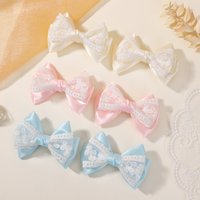 RIBBON BOWS 2Pcs Lovely Lace Flower Bowknot Hair Clips for Girls Lolita Satin Bow Hairpins Barrette Fresh Headwear Accessories