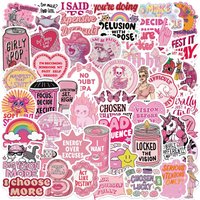 50-100 PCS Cartoon Pink Rebellious Fun Stickers Waterproof Decals for Guitar Notebook Luggage Laptop Phone Scrapbook