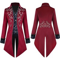 Gothic Embroidered Victorian Jacket Renaissance Costume For Men Xmas Steampunk Vintage Tailcoat Medieval Frock Coat