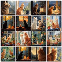 GATYZTORY DIY Frame Painting By Numbers Animals 40x50cm Kits Painting By Number On Canvas HandPainted Art Drawing Paint Gift