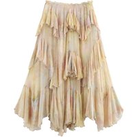 French Style Floral Lace A- Line Skirt Spring Autumn Women's New Style Ruffled Skirt Printed Half-length Skirt Polyester Fibe