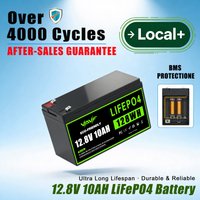 Verbesserte 12-V-LiFePO4-Batterie mit 10.000 mAh, integriertem 10-A-BMS, über 4.000 Ladezyklen, ideal für Wohnmobile, Solaranlagen, den Einsatz auf Schiffen, für Reisen mit dem Geländewagen oder