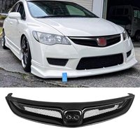 For Honda Civic 2006 07 08 09 10 11 8th Sedan F D 2 Style Front Bumper Mesh Grills Black Carbon Exterior Decoration Accessories