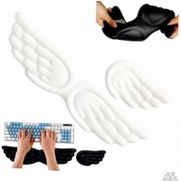 Keyboard Mouse Wrist Rest Angel Wing Memory Foam Mouse Pad Set Wrist Support Ergonomic Non-Slip for Computer Laptop Easy Typing