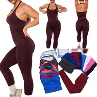 2026 Yoga outfit DFNNYE two Pieces Gym Set seamless Women DF impact backless Halter Top Leggings Fitness Clothes Workout sets