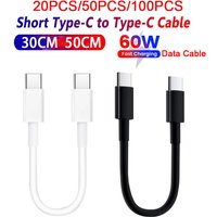 20-100 SZTUK PD60W Ultra krótki 30/50 cm podwójny kabel USB-C do szybkiego ładowania typu C do iPhone 15/16 Samsung Huawei Quicked Cord