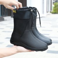 High-End Men's Rain Boots Mid-Calf Tied Mouth Adult Waterproof Shoes Anti-Slip Wear-Resistant Delivery Rider Fishing Special ...