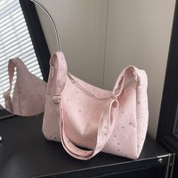 2026 New Large Capacity Canvas Tote Bag for School Girl Casual Sequins High-End Shoulder Crossbody Bag Simple Chic Handbag