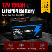 12V 150Ah Lithium-Eisenphosphat-Akku mit hoher Zyklenfestigkeit, über 4000 Zyklen haltbarer wiederaufladbarer Akku, vielseitig einsetzbar für Beleuchtung, Power Wheels, Solar- und Windkraftanlagen,