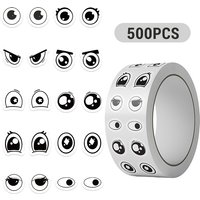 500PCS Eye Stickers Labels Cute Black White Cartoon Eyes Self Adhesive Stickers Wiggle Eye Stickers Eyeball Decals for DIY Craft