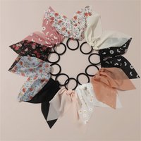 10pcs/set Floral Print Short Ribbon Scrunchie – Knot Design, Soft Fabric Hair Tie for Everyday Elegance.