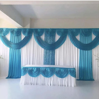 10FTX20FT Wedding Backdrop Curtain Swag Stage Background Drapery White Color with Teal Blue