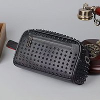 Men's Punk Rivet Studded Crossbody & Clutch Bag, 2-in-1 Convertible PU Leather Sling Bag with Detachable Strap