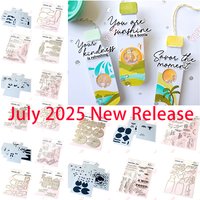 2025 New Pink fresh Coastal Paradise Message in a Bottle Blushing Blooms Dies Stamp Stencils Set Sentiment Dies DIY Scrapbooking