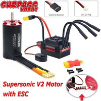 ROCKET RC Supersonic V2 3650 3660 3665 3670 3674 Brushless Motor w/Temp Sensor with 60A/90A/110A ESC Combo for 1/8 1/10 RC Car