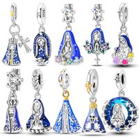 925 Sterling Silver Charms Pendant CZ Zircon Virgin Mary Series Dangle Fit Original Bracelet DIY Women Jewelry Gift