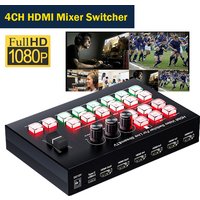 4 Channel HDMI Video Mixer Switcher 4x2 1080P Broadcast Multi Camera Live Streaming Switcher Support PGM PVW PIP OBS Recording
