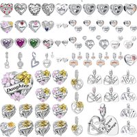 New 925 Silver Heart, Butterfly, Flower shaped Family Name Bead Pendant Fit Original Bracelet DIY Accessories Exquisite Jewelry