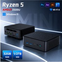 2026 Mini PC AMD Ryzen 5 3500U 32GB RAM 2TB SSD Desktop Gaming Office Mini Computers Windows 11 WIFI5 Dual 4k Display TYPE-C