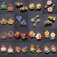 10pcs Alloy Oil Dripping Golden Plating Enamel Pendants Flower Smile Lotus Butterfly Charm DIY Jewelry Making Necklace Bracelets